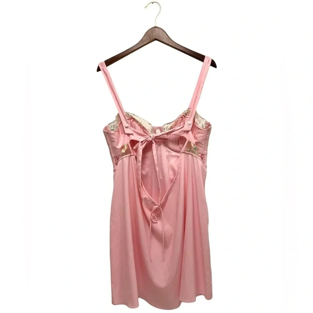 For Love And Lemons Pastel Rose Dress Slip Romantic Pink Mini women's Size XL - Picture 10 of 14